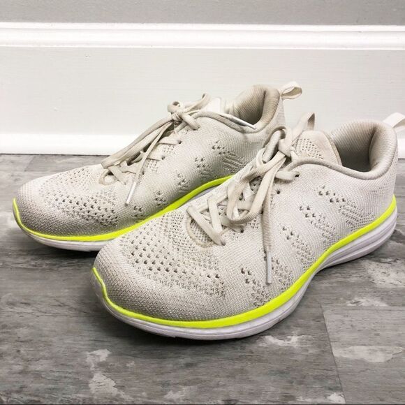 APL | TechLoom Pro Shoes White Sparkly with Neon Yellow Sneakers Women’s Size 9 - Picture 5 of 12